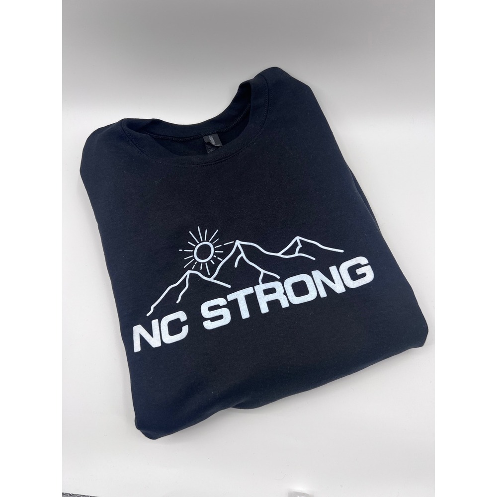 Gildan NC Strong Sweatshirt Black Heavy Blend‎ Mountains Sun Graphic XL - Picture 1 of 6